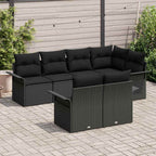 Gartensofa-set mit Kissen 7 pcs Schwarz Poly-Rattan