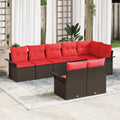 Gartensofa-set mit Kissen 8 pcs Braun Poly-Rattan