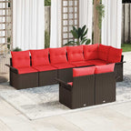 Gartensofa-set mit Kissen 8 pcs Braun Poly-Rattan