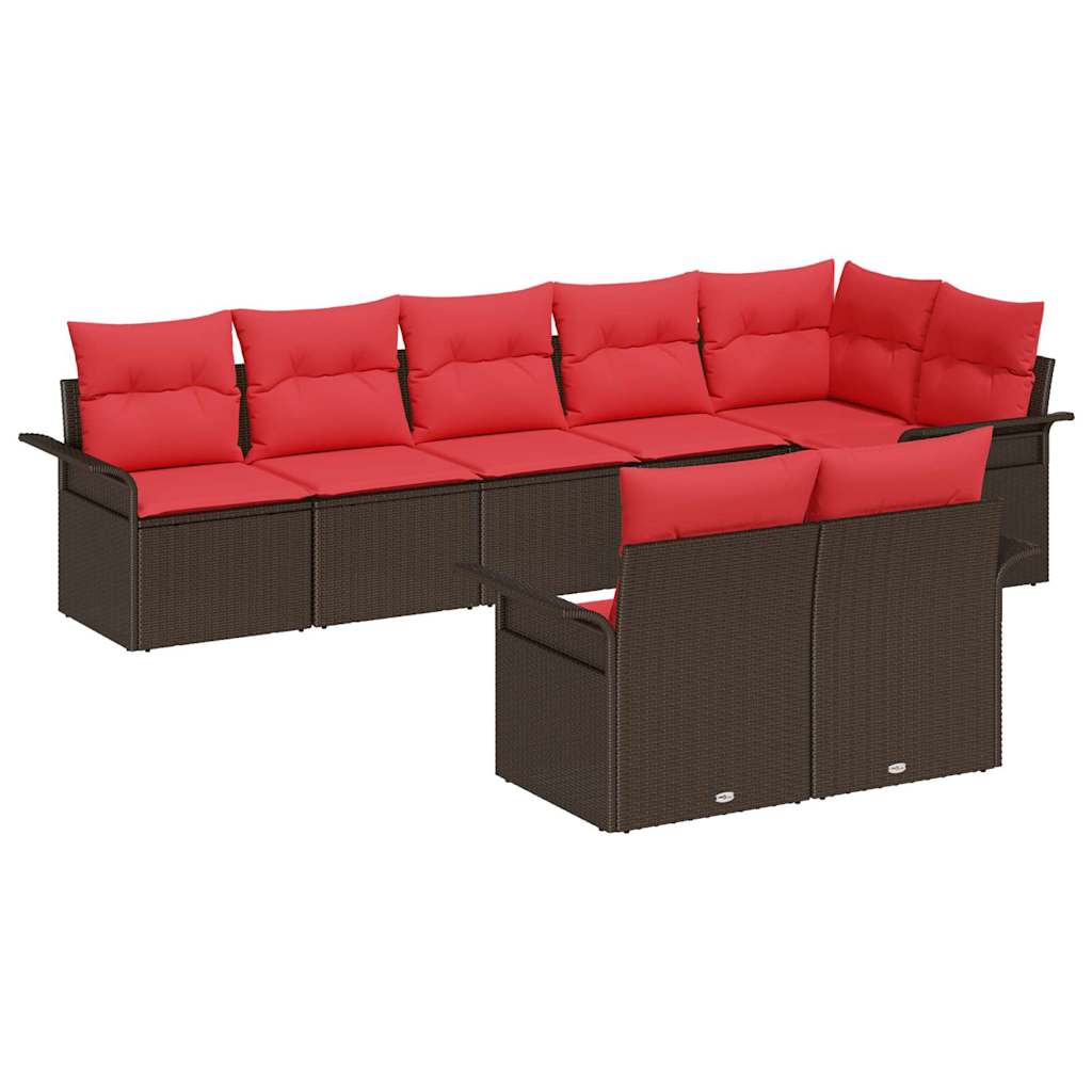 Gartensofa-set mit Kissen 8 pcs Braun Poly-Rattan