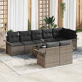 Gartensofa-set mit Kissen 9 pcs Grau Poly-Rattan