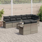 Gartensofa-set mit Kissen 9 pcs Grau Poly-Rattan