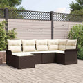 Gartensofa-set mit Kissen 6 pcs Braun Poly-Rattan
