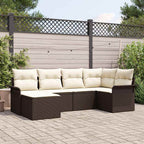 Gartensofa-set mit Kissen 6 pcs Braun Poly-Rattan