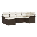 Gartensofa-set mit Kissen 6 pcs Braun Poly-Rattan
