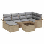 Gartensofa-set mit Kissen 7 pcs Beige Poly-Rattan