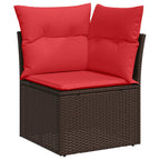 Gartensofa-set mit Kissen 7 pcs Braun Poly-Rattan