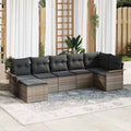 Gartensofa-set mit Kissen 7 pcs Grau Poly-Rattan