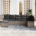 Gartensofa-set mit Kissen 7 pcs Grau Poly-Rattan