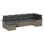 Gartensofa-set mit Kissen 7 pcs Grau Poly-Rattan
