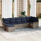 Gartensofa-set mit Kissen Grau Poly-Rattan
