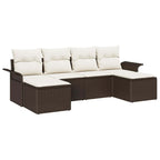 Gartensofa-set mit Kissen 6 pcs Braun Poly-Rattan