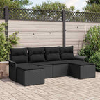 Gartensofa-set mit Kissen 6 pcs Schwarz Poly-Rattan