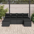 Gartensofa-set mit Kissen 6 pcs Schwarz Poly-Rattan