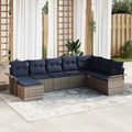 Gartensofa-set mit Kissen 8 pcs Grau Poly-Rattan