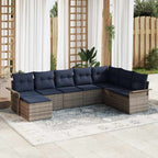 Gartensofa-set mit Kissen 8 pcs Grau Poly-Rattan