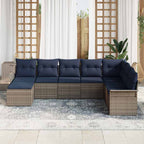 Gartensofa-set mit Kissen 8 pcs Grau Poly-Rattan