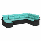 Gartensofa-set mit Kissen 8 pcs Schwarz Poly-Rattan