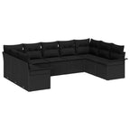 Gartensofa-set mit Kissen Schwarz Poly-Rattan