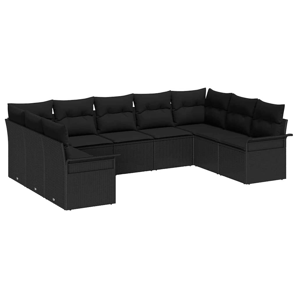 Gartensofa-set mit Kissen Schwarz Poly-Rattan
