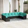 Gartensofa-set mit Kissen 10 pcs Schwarz Poly-Rattan