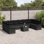 Gartensofa-set mit Kissen 11 pcs Schwarz Poly-Rattan