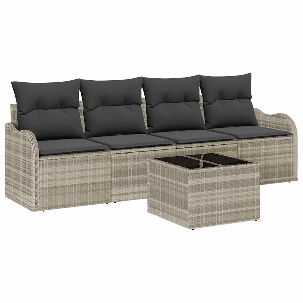 Gartensofa-set Hellgrau Poly-Rattan