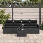 Gartensofa-set Schwarz Poly-Rattan
