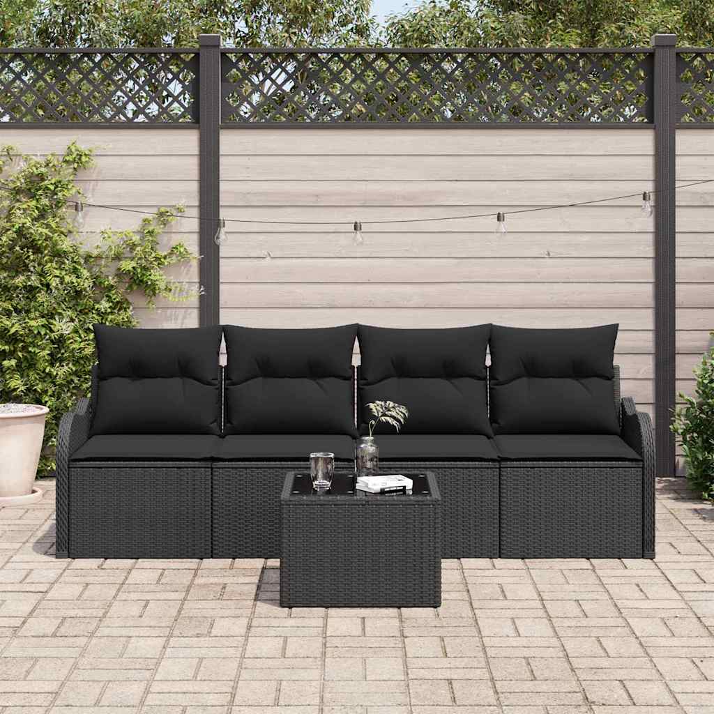Gartensofa-set Schwarz Poly-Rattan