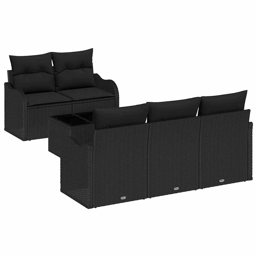 Gartensofa-set Schwarz Poly-Rattan