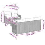 Gartensofa-set Schwarz Poly-Rattan
