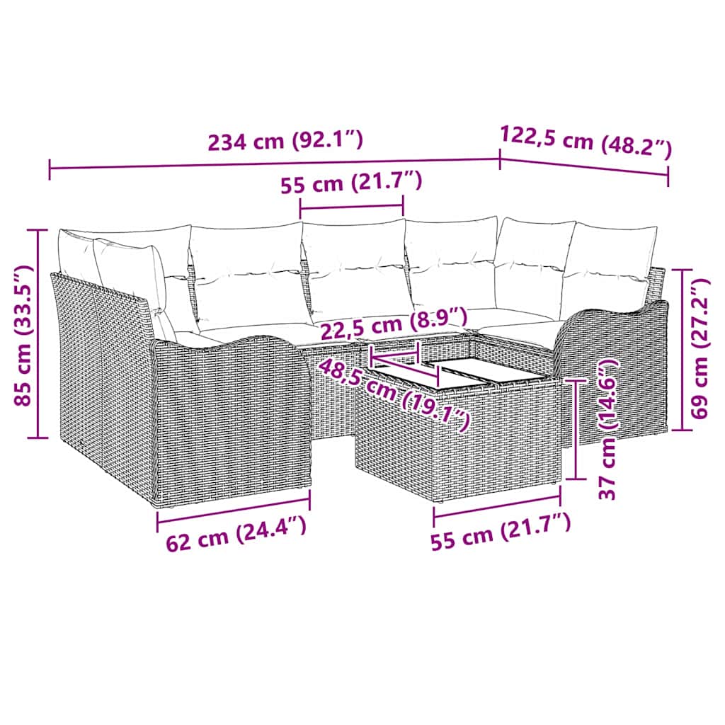 Gartensofa-set Schwarz 55 x 55 x 37 cm Poly-Rattan