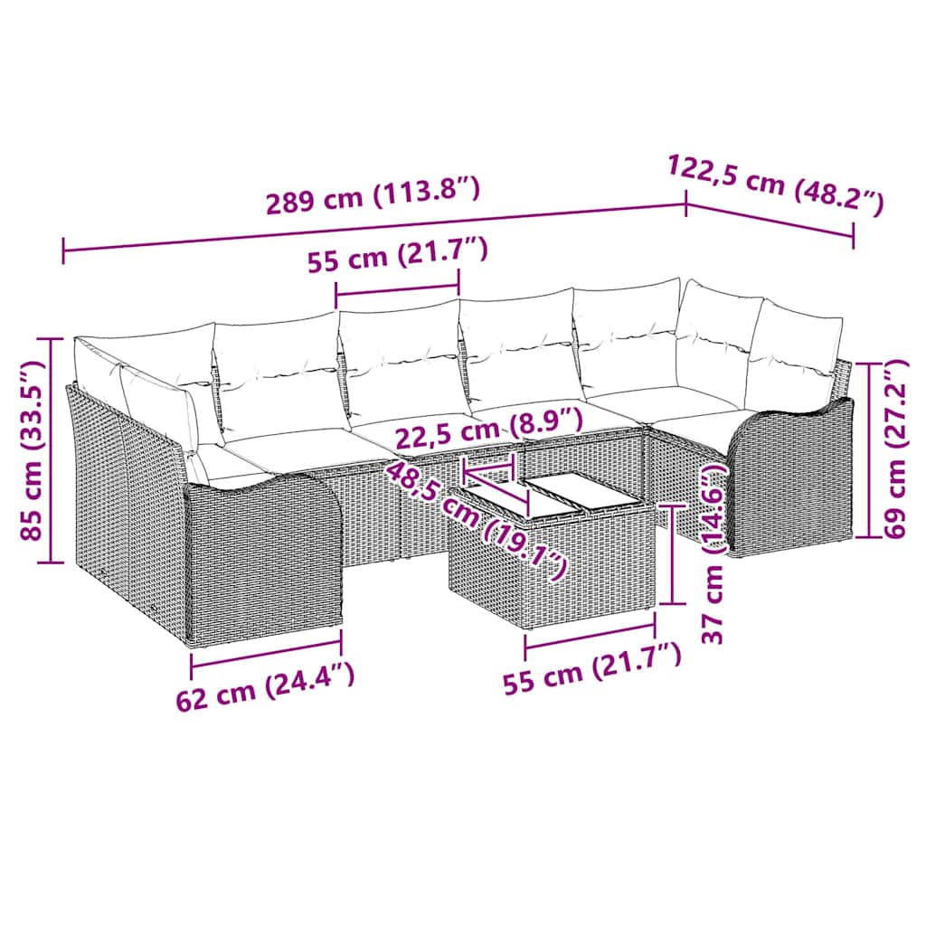Gartensofa-set Schwarz 55 x 55 x 37 cm Poly-Rattan