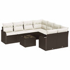 Gartensofa-set mit Kissen mit Speicher 9 pcs Braun Poly-Rattan