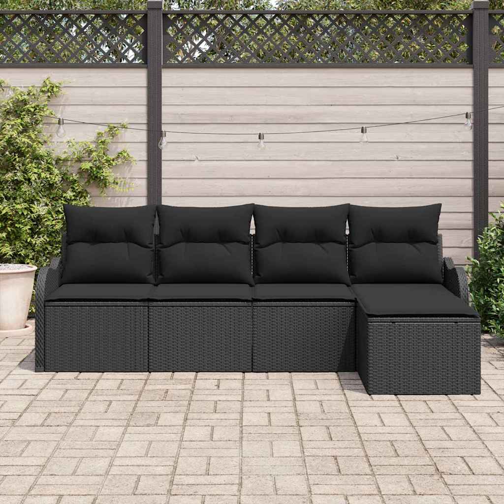 Gartensofa-set Schwarz Poly-Rattan