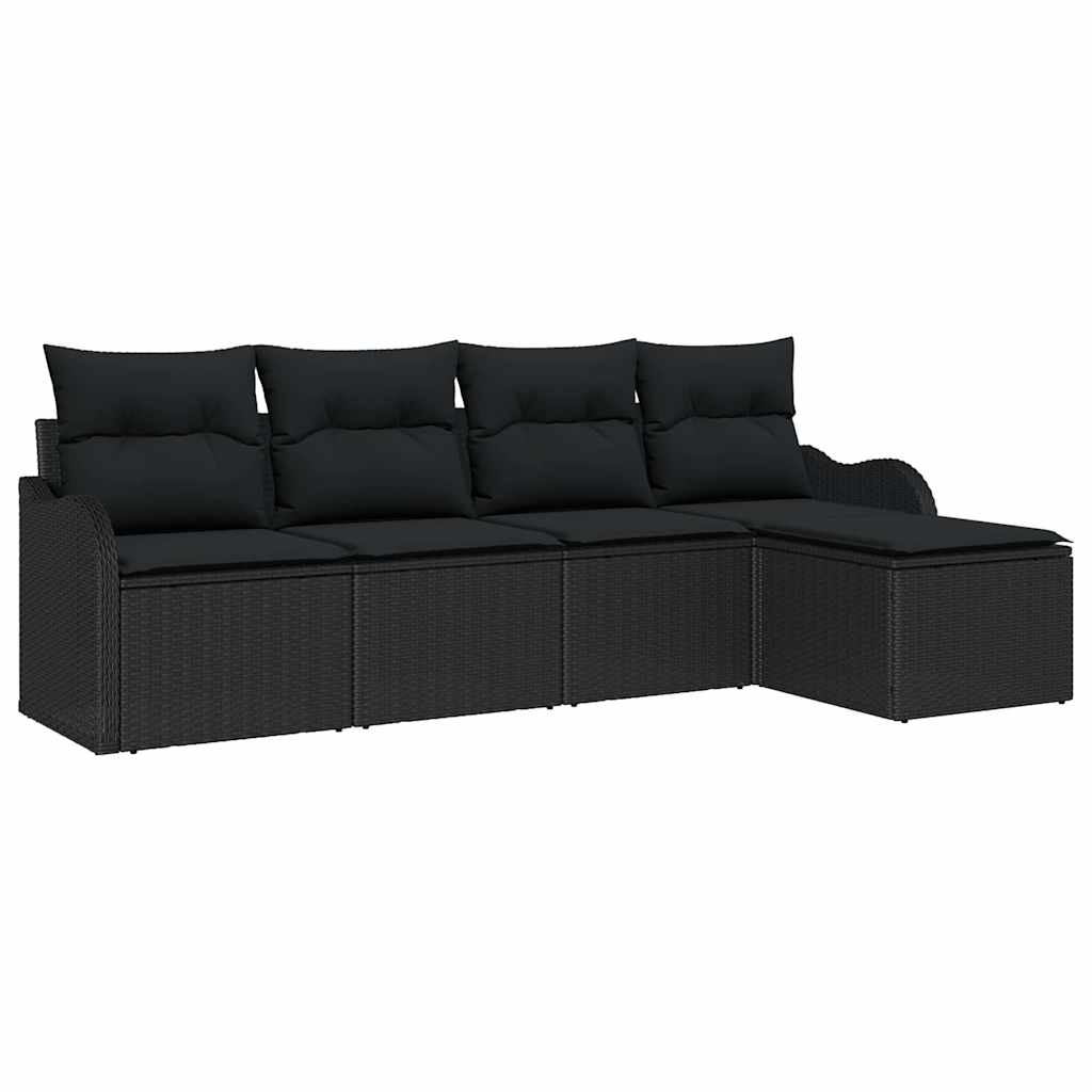 Gartensofa-set Schwarz Poly-Rattan