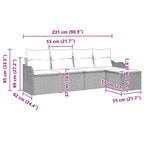 Gartensofa-set Schwarz Poly-Rattan