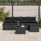 Gartensofa-set 6 pcs Schwarz Poly-Rattan