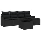 Gartensofa-set 6 pcs Schwarz Poly-Rattan