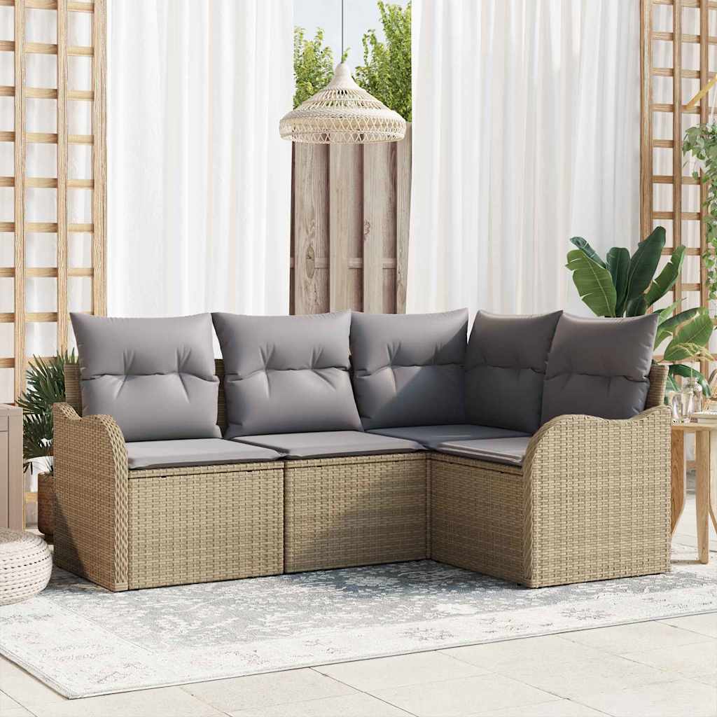 Gartensofa-set 4 pcs Beige Poly-Rattan
