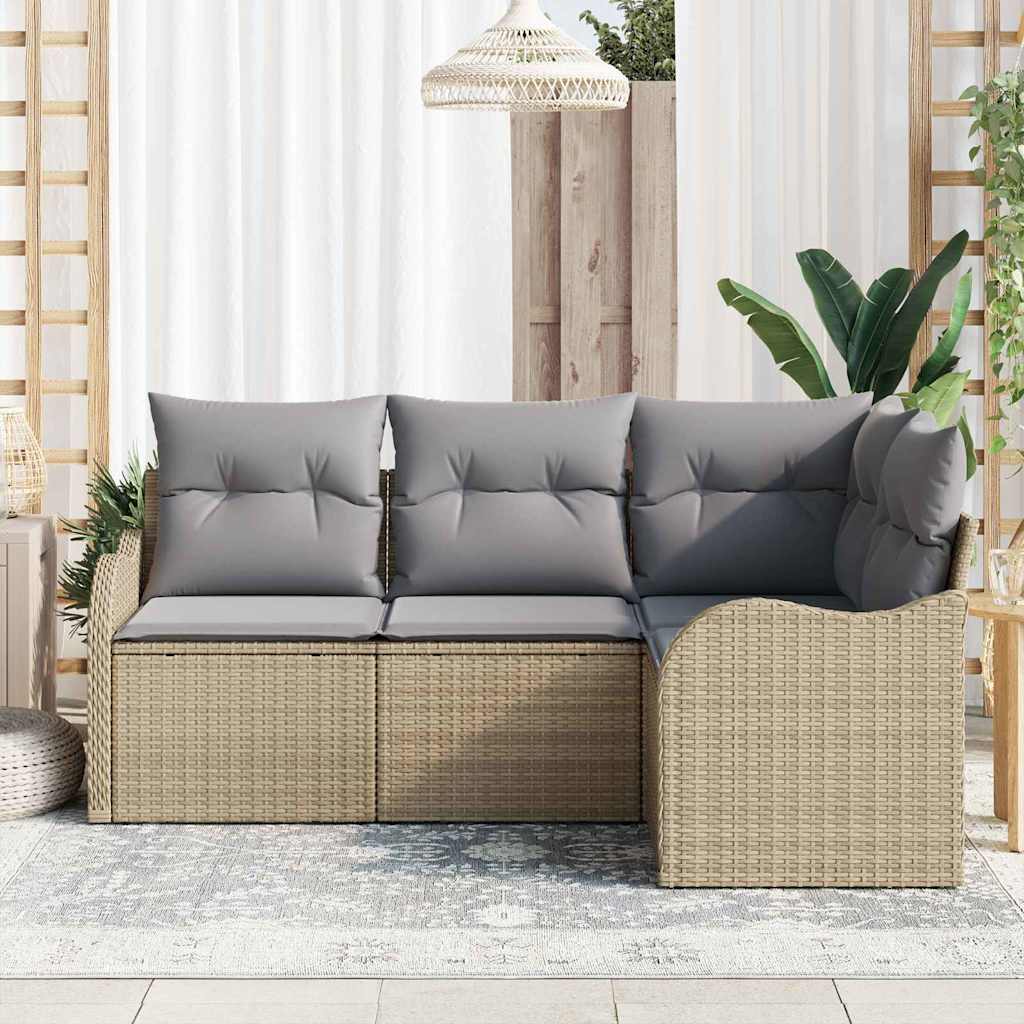 Gartensofa-set 4 pcs Beige Poly-Rattan