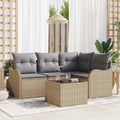 Gartensofa-set 5 pcs Beige Poly-Rattan