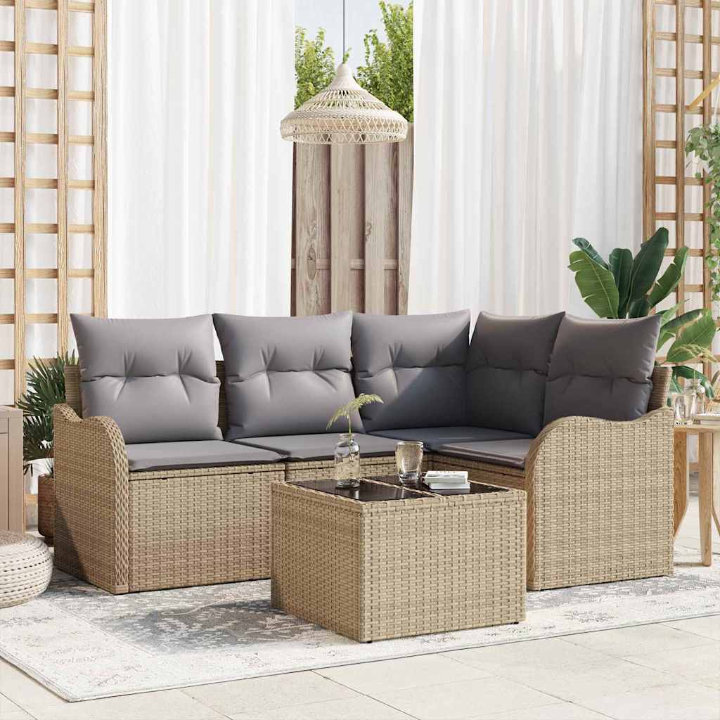 Gartensofa-set 5 pcs Beige Poly-Rattan
