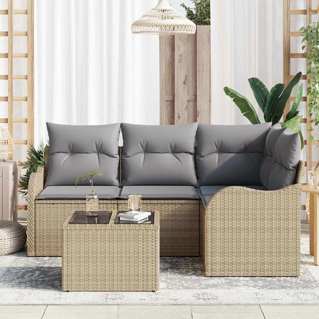 Gartensofa-set 5 pcs Beige Poly-Rattan