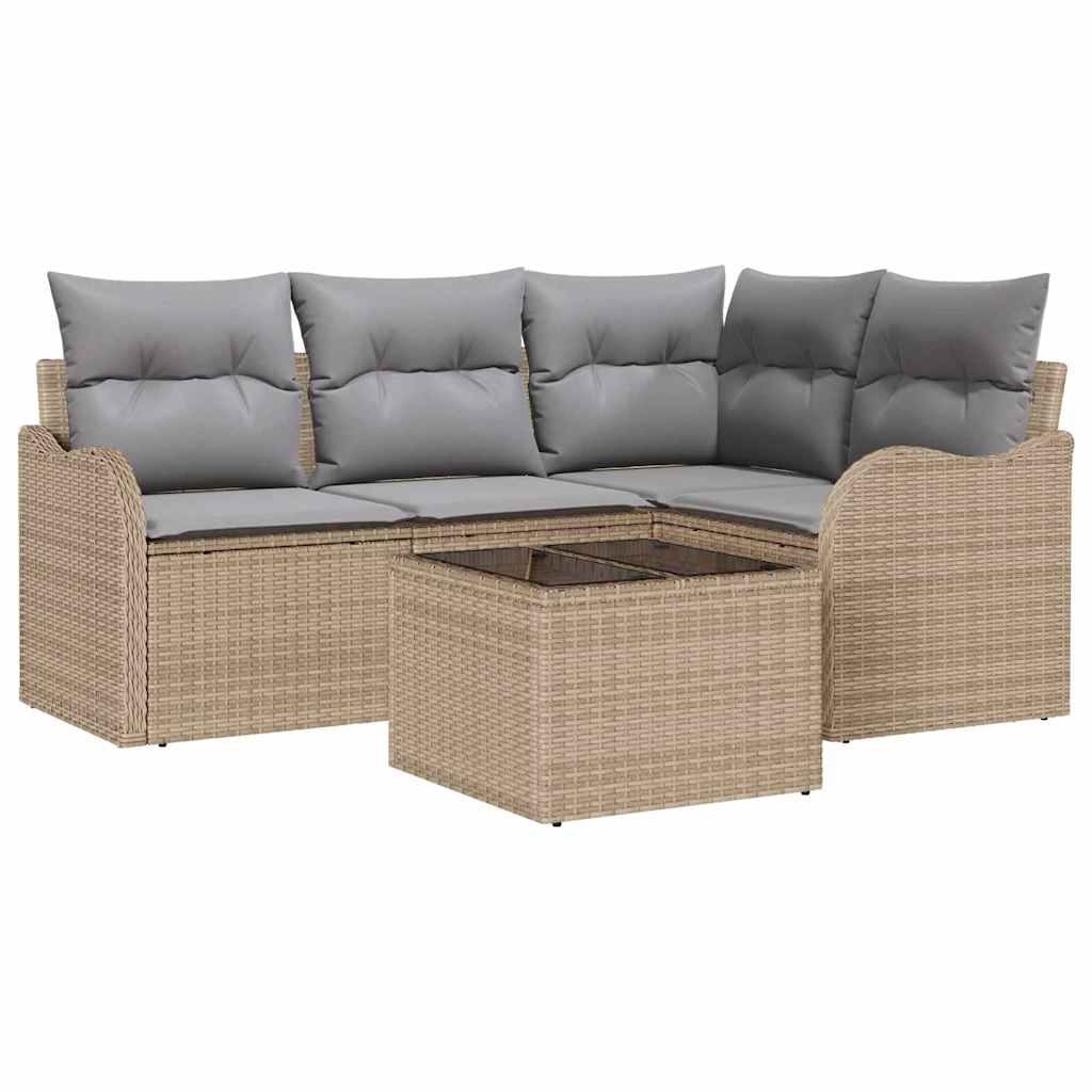 Gartensofa-set 5 pcs Beige Poly-Rattan