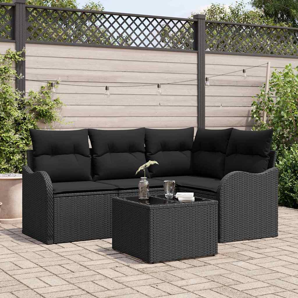 Gartensofa-set Schwarz Poly-Rattan