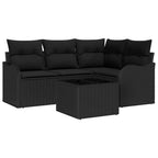 Gartensofa-set Schwarz Poly-Rattan