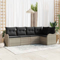 Gartensofa-set 5 pcs Hellgrau Poly-Rattan