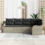 Gartensofa-set 5 pcs Hellgrau Poly-Rattan