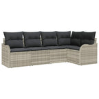 Gartensofa-set 5 pcs Hellgrau Poly-Rattan